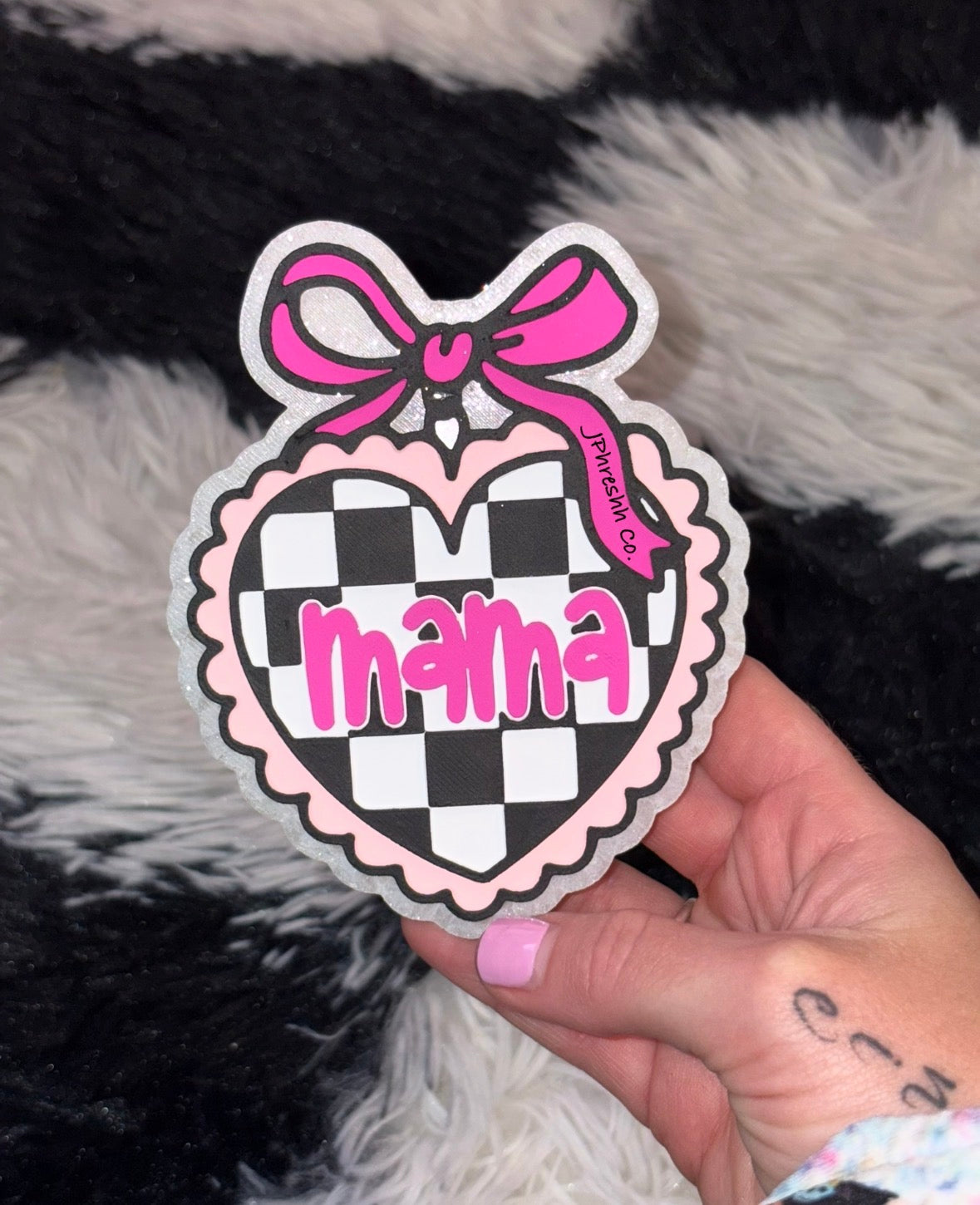 Checkered mama locket
