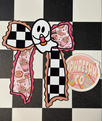 Ghost Bow W/ Checker - Cardstock