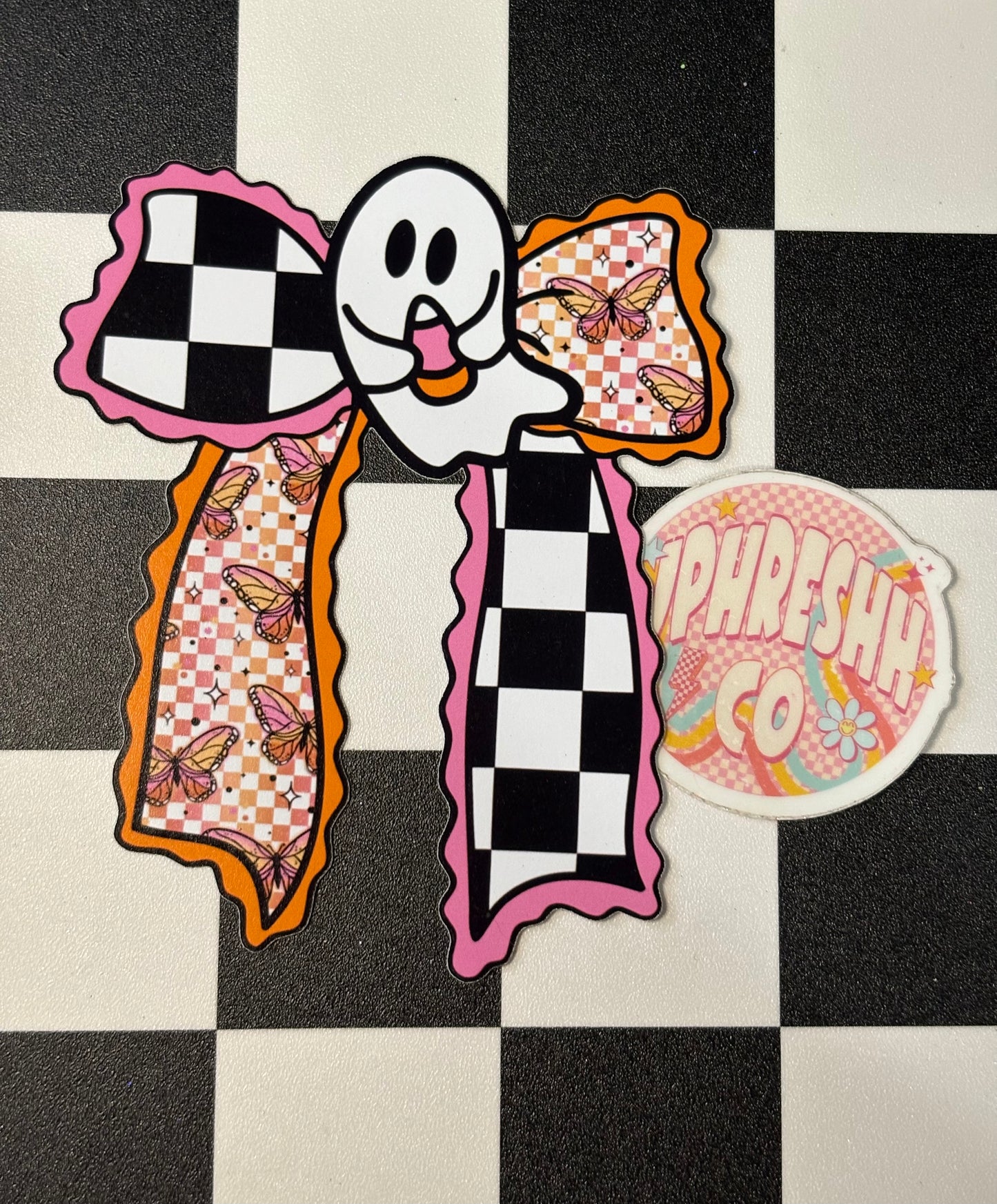 Ghost Bow W/ Checker - Cardstock