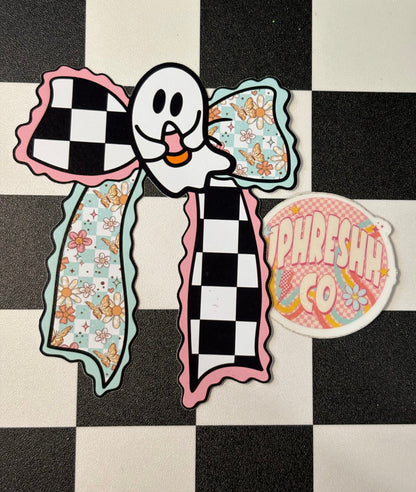 Ghost Bow W/ Checker - Cardstock