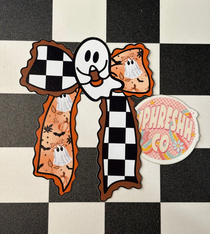 Ghost Bow W/ Checker - Cardstock