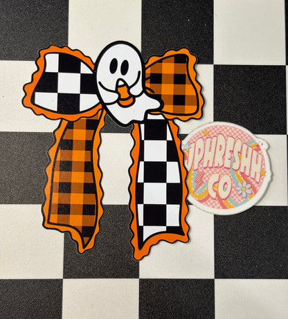 Ghost Bow W/ Checker - Cardstock