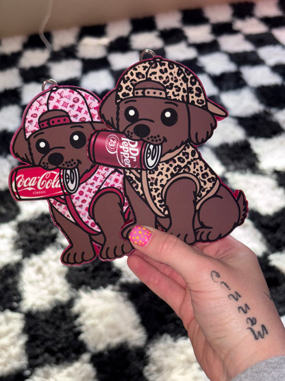 Dog W/ camo vest & can - cardstock