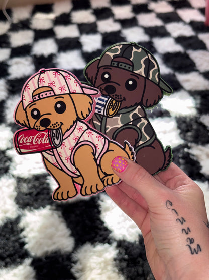 Dog W/ camo vest & can - cardstock