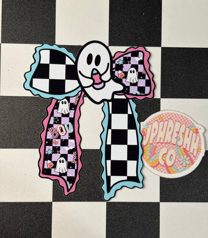 Ghost Bow W/ Checker - Cardstock