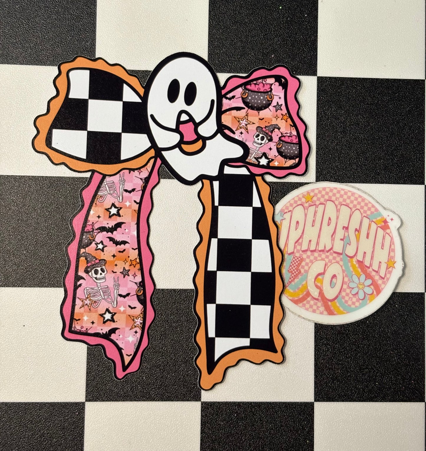 Ghost Bow W/ Checker - Cardstock