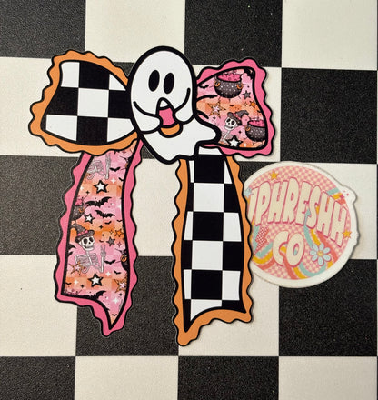 Ghost Bow W/ Checker - Cardstock