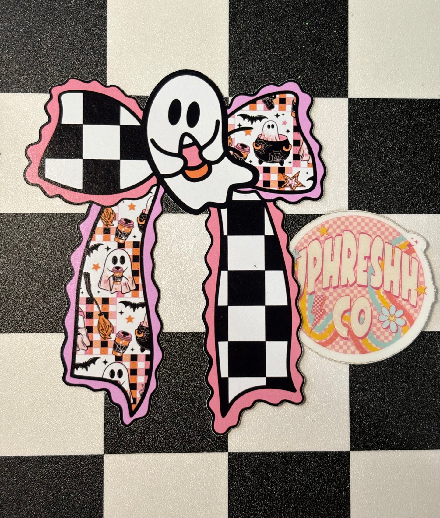 Ghost Bow W/ Checker - Cardstock